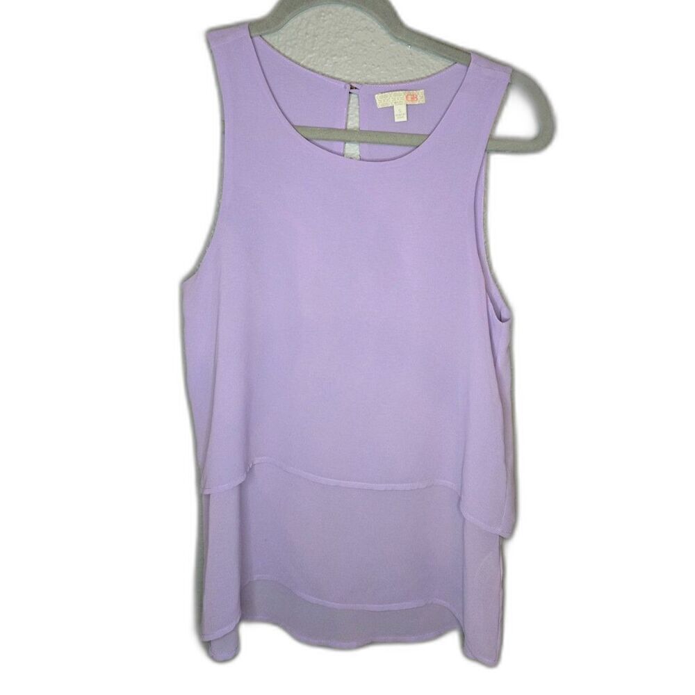 Gianni Bini Women's Lavender Layered Lightweight Sleeveless Blouse Size Small